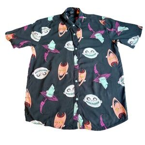 Nightmare Before‎ Christmas Top Women S M Unisex Disney Button Up All Over Print